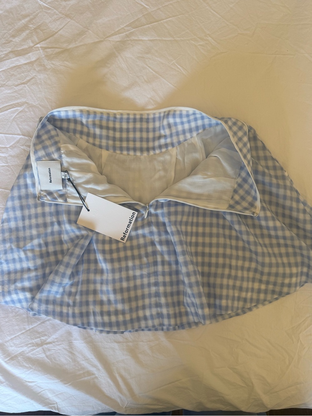 Reformation Light Blue Gingham Circle Skirt - Picture 4 of 5